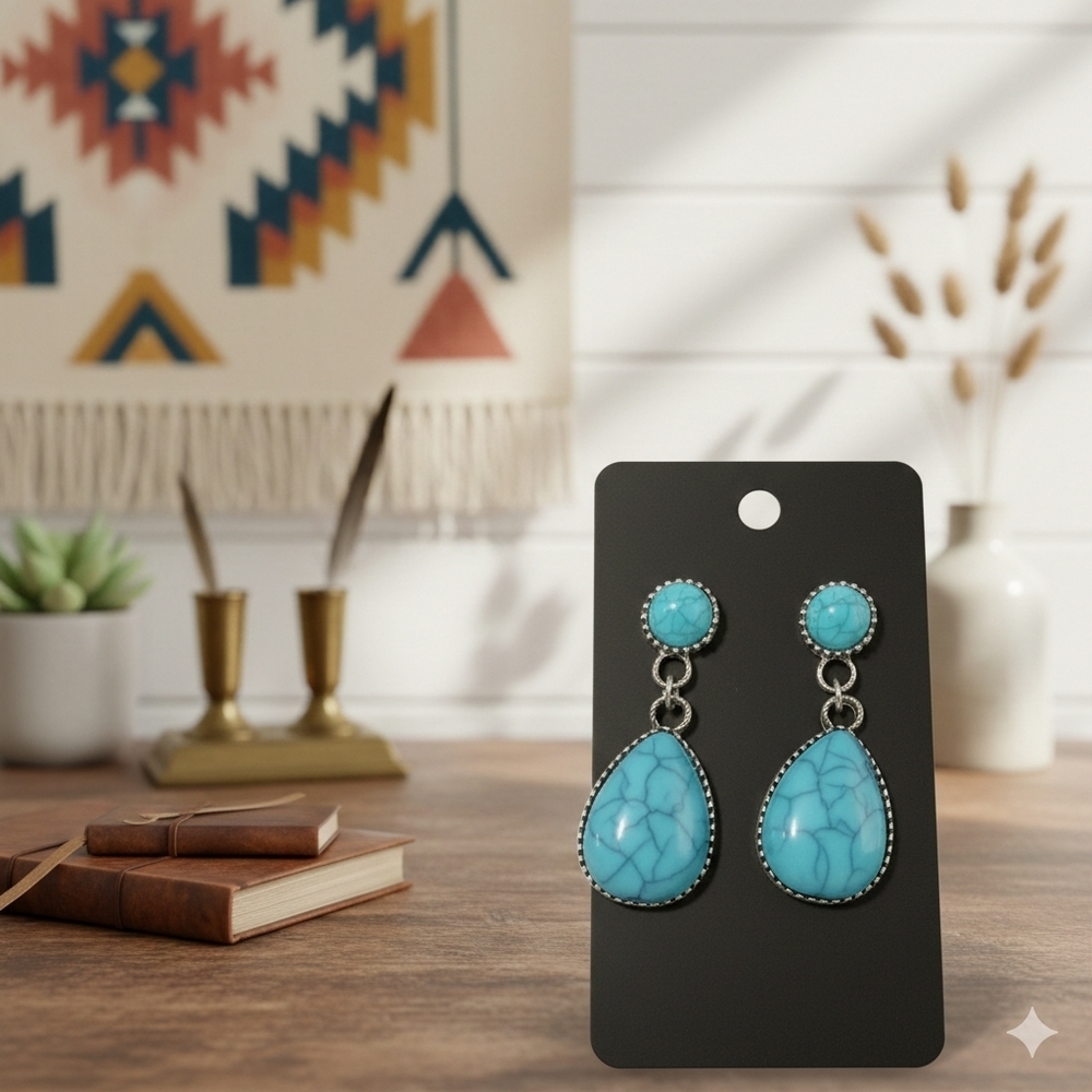 Turquoise Drop Earrings | Western Boho Statement Jewelry